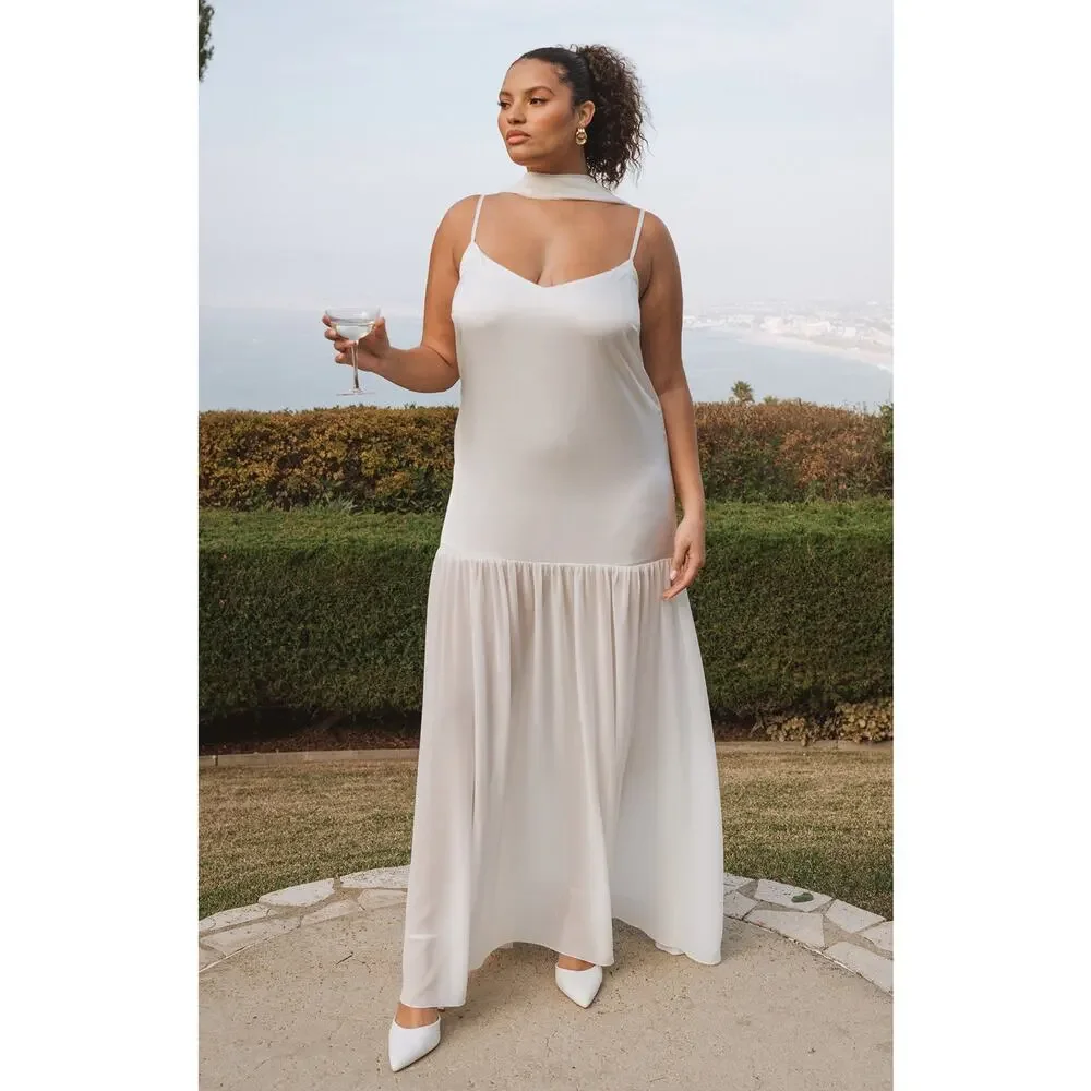 Show Me Your Mumu Dalia Maxi Dress in Ivory Luxe Satin S - Picture 2 of 6